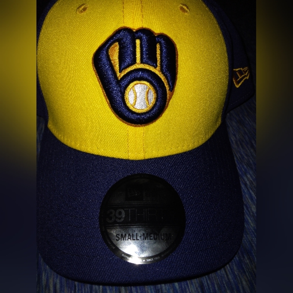 Milwaukee Brewers New Era team classic all to 3930 Flex hat blue & gold size s/m
